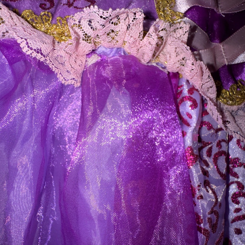 Spirit Disney Rupunzel Costume Dress Renaissance Fair Glitter Girls S 5T/6T Flaw - Picture 15 of 16